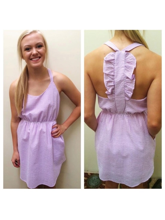 Peach Love California Dresses & Skirts - Pink and White Seersucker Dress